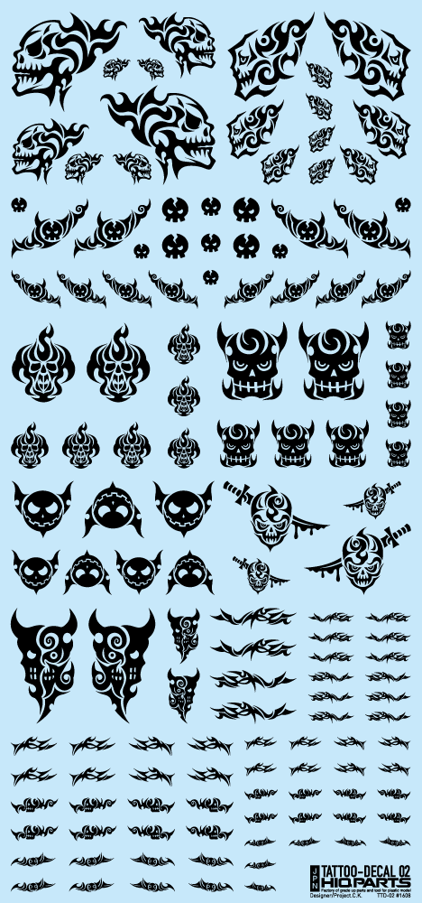 HiQ Parts Tattoo Decal 02 "Skull" Black (1 Sheet)
