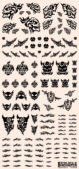 HiQ Parts Tattoo Decal 02 "Skull" Black (1 Sheet)
