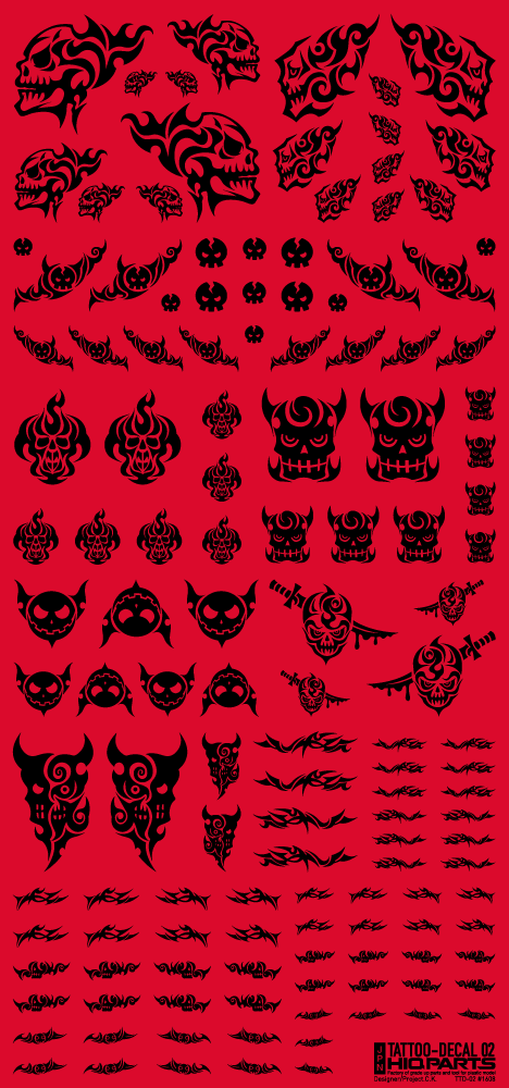 HiQ Parts Tattoo Decal 02 "Skull" Black (1 Sheet)