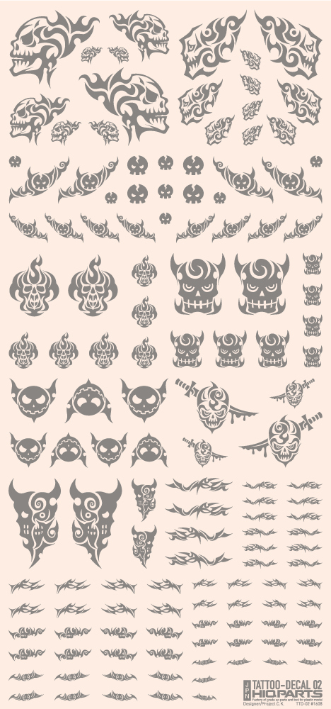 HiQ Parts Tattoo Decal 02 "Skull" Clear Black (1 Sheet)