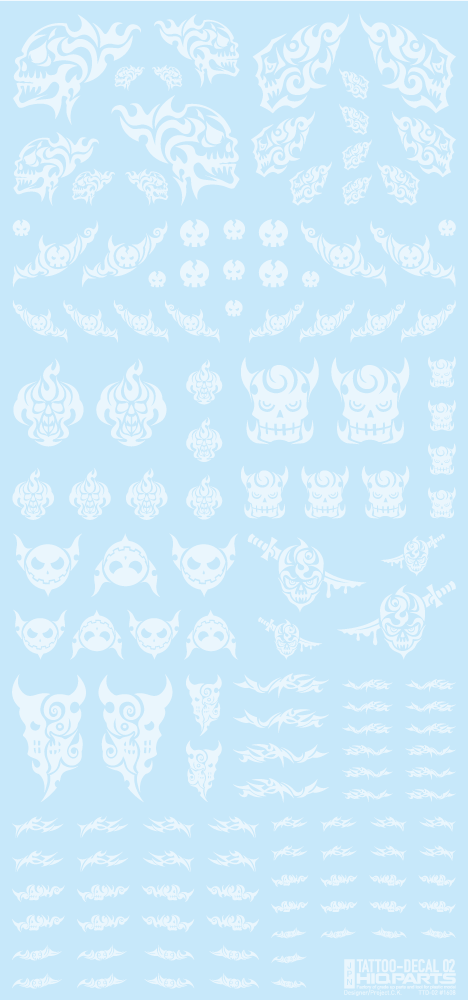 HiQ Parts Tattoo Decal 02 "Skull" Clear White (1 Sheet)