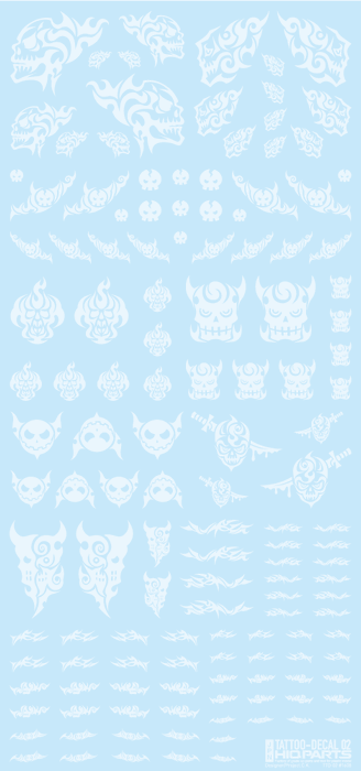 HiQ Parts Tattoo Decal 02 "Skull" Clear White (1 Sheet)