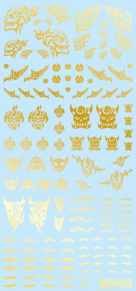 HiQ Parts Tattoo Decal 02 "Skull" Gold (1 Sheet)