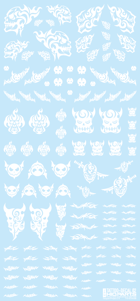 HiQ Parts Tattoo Decal 02 "Skull" White (1 Sheet)
