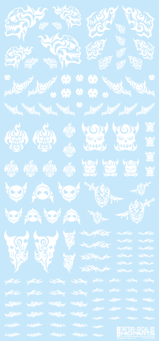 HiQ Parts Tattoo Decal 02 "Skull" White (1 Sheet)