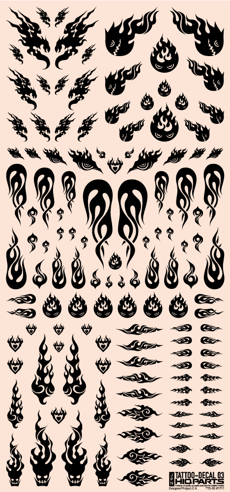 HiQ Parts Tattoo Decal 03 "Fire" Black (1 Sheet)