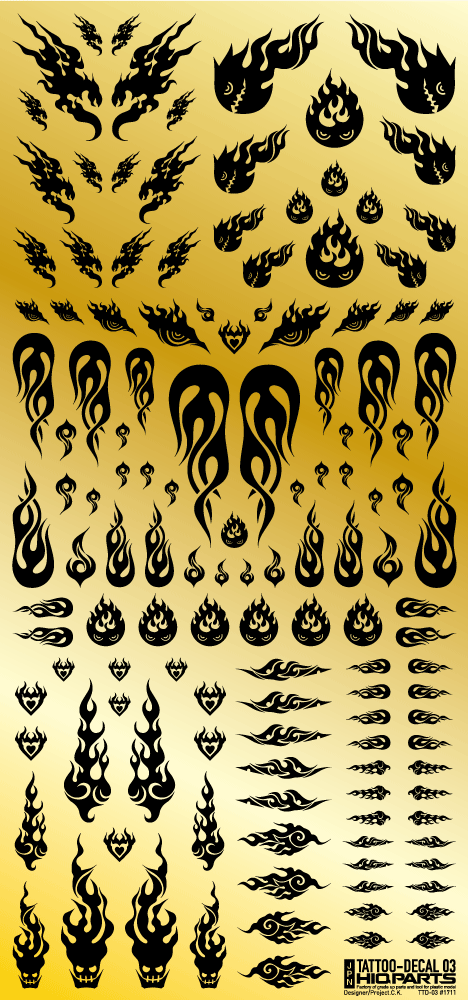 HiQ Parts Tattoo Decal 03 "Fire" Black (1 Sheet)