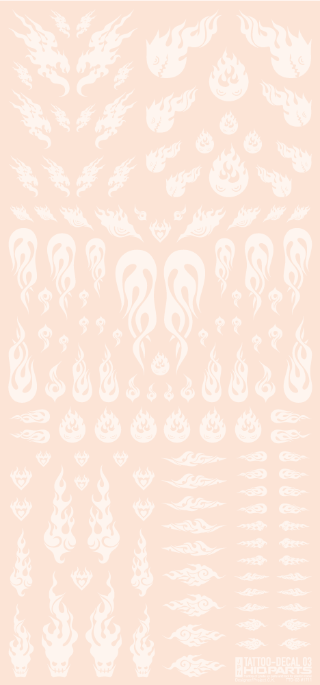 HiQ Parts Tattoo Decal 03 "Fire" Clear White (1 Sheet)