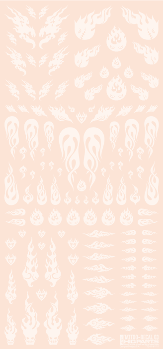 HiQ Parts Tattoo Decal 03 "Fire" Clear White (1 Sheet)