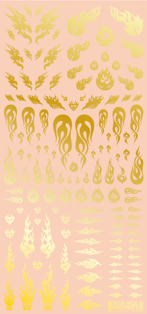 HiQ Parts Tattoo Decal 03 "Fire" Gold (1 Sheet)