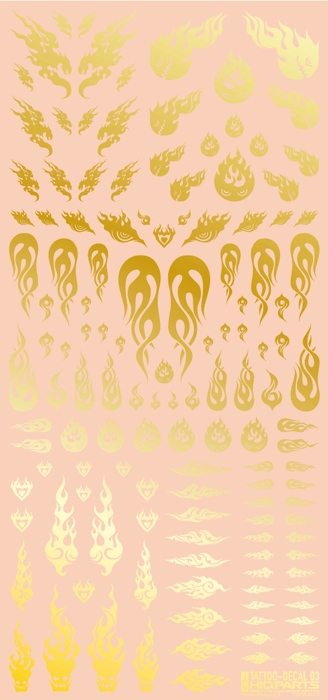 HiQ Parts Tattoo Decal 03 "Fire" Gold (1 Sheet)