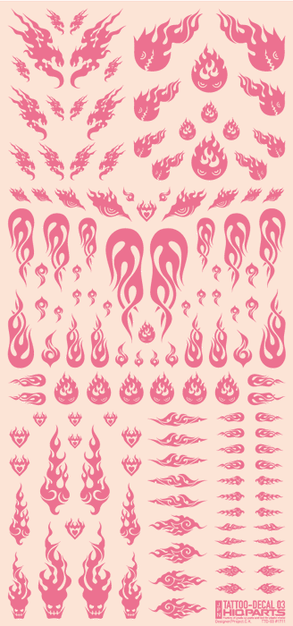 HiQ Parts Tattoo Decal 03 "Fire" Pink (1 Sheet)