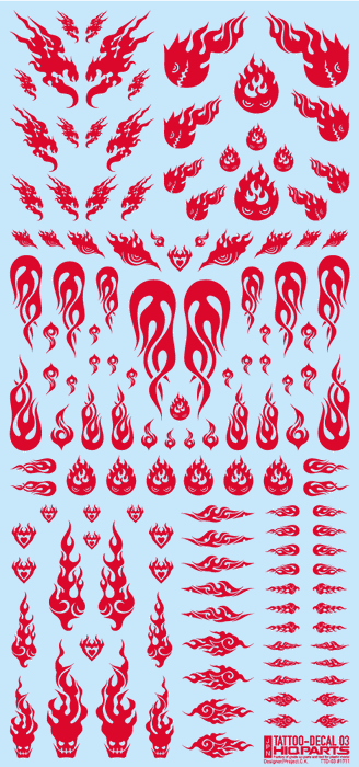 HiQ Parts Tattoo Decal 03 "Fire" Red (1 Sheet)