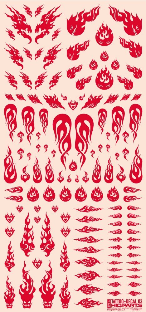 HiQ Parts Tattoo Decal 03 "Fire" Red (1 Sheet)