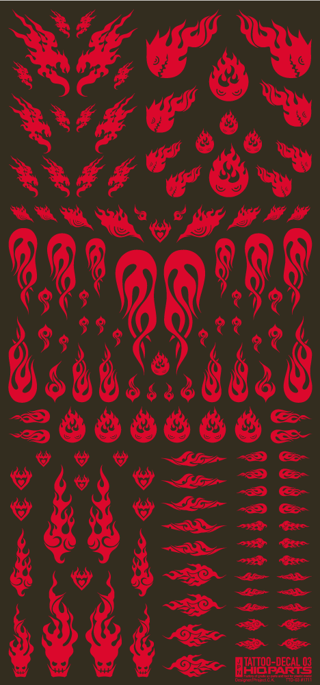 HiQ Parts Tattoo Decal 03 "Fire" Red (1 Sheet)