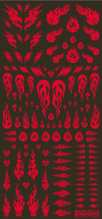 HiQ Parts Tattoo Decal 03 "Fire" Red (1 Sheet)