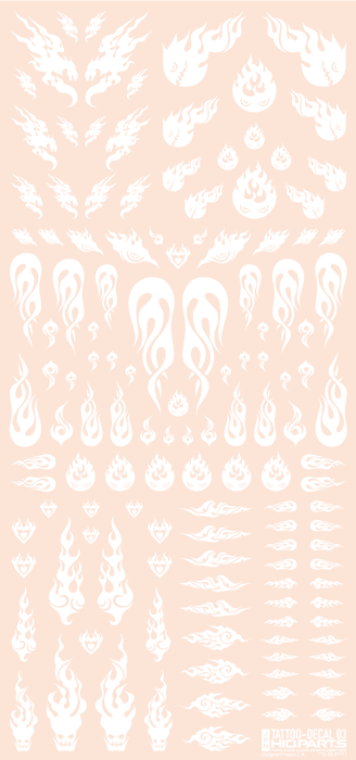 HiQ Parts Tattoo Decal 03 "Fire" White (1 Sheet)