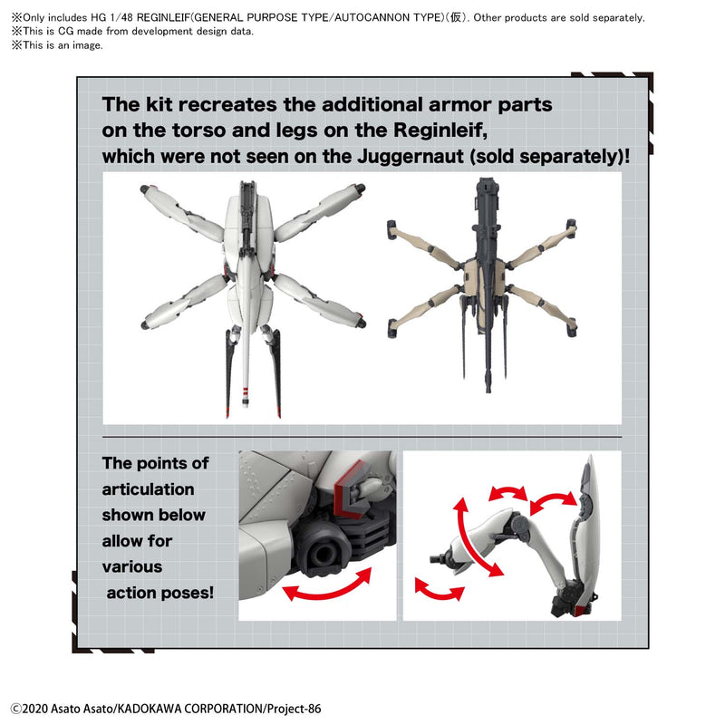 High Grade (HG) 86 Eighty-Six 1/48 Reginleif Raiden/Theo Use (General Purpose Type/Autocannon Type)