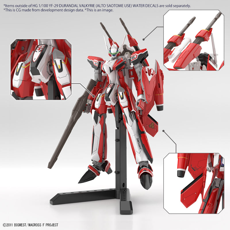 Waterslide Decals for High Grade (HG) Macross Frontier 1/100 YF-29 Durandal Valkyrie (Saotome Alto Ver)