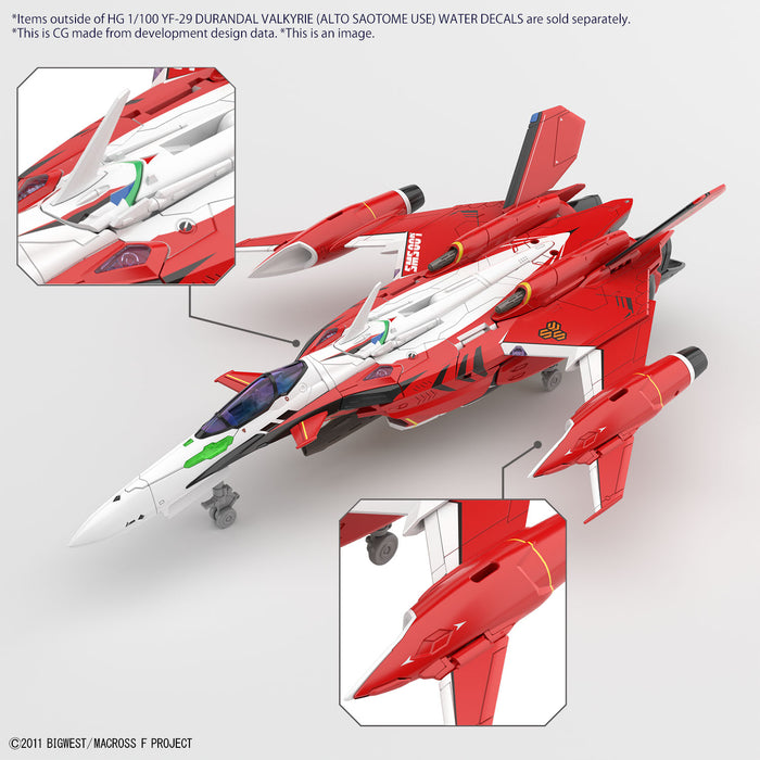 Waterslide Decals for High Grade (HG) Macross Frontier 1/100 YF-29 Durandal Valkyrie (Saotome Alto Ver)