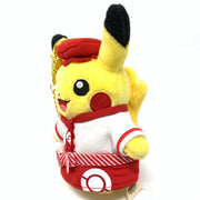 Japan Pokemon Cafe limited Chef Pikachu stuff toy keychain (red uniform)
