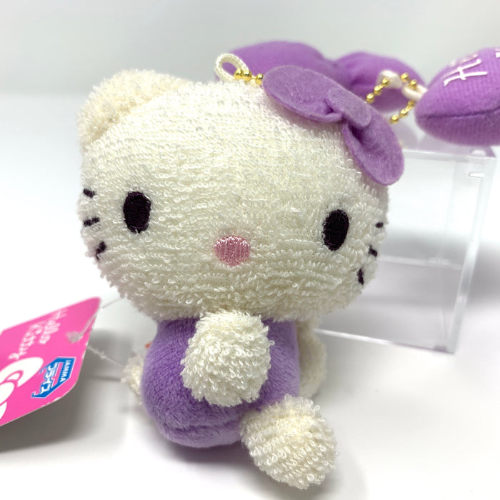 Hello Kitty Mini Mascot with purple heart and ribbon