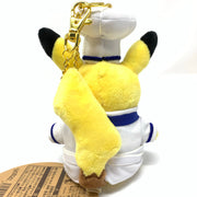 Japan Pokemon Cafe limited Chef Pikachu stuff toy keychain (blue uniform)