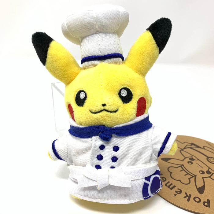 Japan Pokemon Cafe limited Chef Pikachu stuff toy keychain (blue uniform)